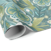Bloemrijk Boho Botanisch Patroon Cadeaupapier (Rol Hoek)