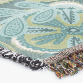 Bloemrijk boho botanisch patroon deken