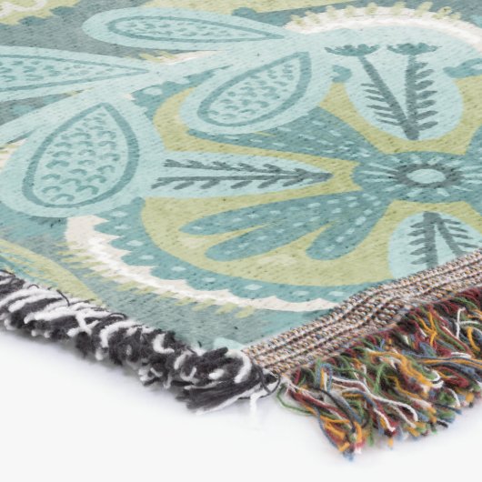 Bloemrijk boho botanisch patroon deken (Hoek)