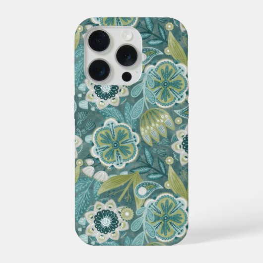 Bloemrijk Boho Botanisch Patroon iPhone Hoesje (Achterkant)