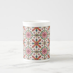 Bloemrijk Boho-patroon in rood, roze en teal Porselein Kop