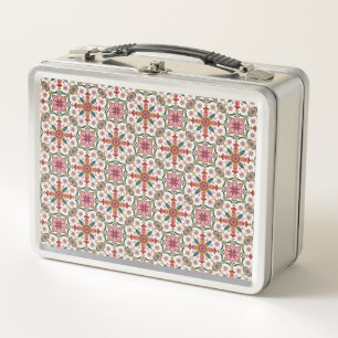 Bloemrijk Boho-patroon in rood, roze en turkoois