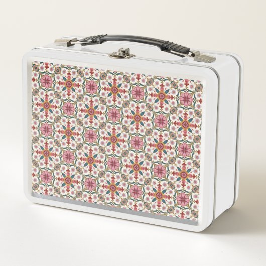 Bloemrijk Boho-patroon in rood, roze en turkoois (Voorkant)
