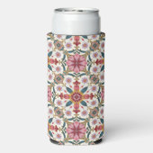 Bloemrijk Boho-patroon in rood, roze en turkoois Seltzer Blikjeskoeler (Seltzer Achterkant)