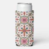Bloemrijk Boho-patroon in rood, roze en turkoois Seltzer Blikjeskoeler (Seltzer Voorkant)