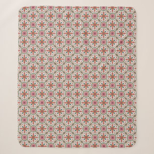 Bloemrijk Boho-patroon in rood, roze en turkoois Sherpa Deken