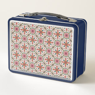Bloemrijk Boho-patroon in rood, roze en turquoise