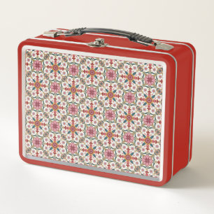 Bloemrijk Boho-patroon in rood, roze en turquoise