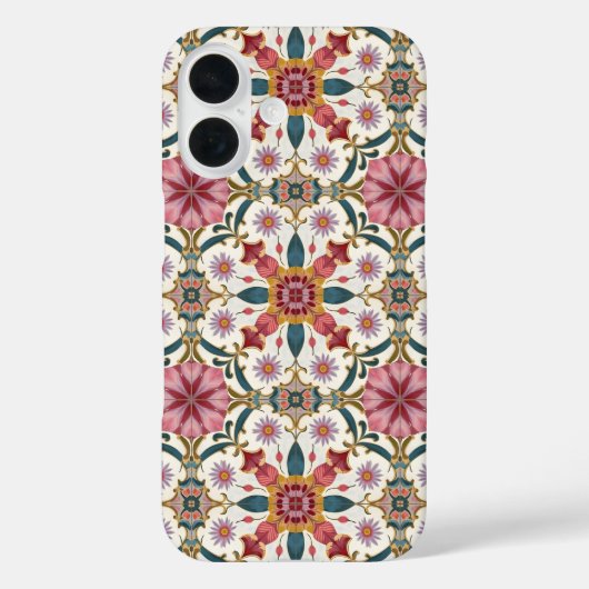 Bloemrijk Boho-patroon in rood, roze en turquoise Case-Mate iPhone Case (Achterkant)