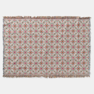 Bloemrijk Boho-patroon in rood, roze en turquoise Deken