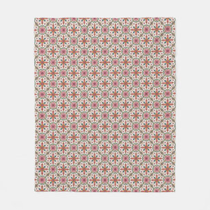 Bloemrijk Boho-patroon in rood, roze en turquoise Fleece Deken