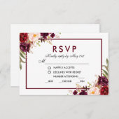 Bloemrijk Bourgondië Trouwmaaltijd RSVP (Voorkant / Achterkant)