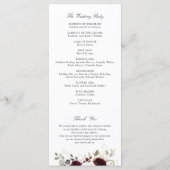 Bloemrijk Bruidsprogramma Burgundy Wit Groen Programmakaart (Achterkant)