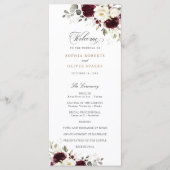 Bloemrijk Bruidsprogramma Burgundy Wit Groen Programmakaart (Voorkant)