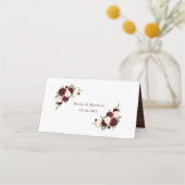 Bloemrijk Burgundy Rustiek Houten Kant Lichten Bru Plaatskaartje (Achterkant)