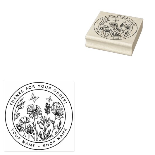 Bloemrijk Dank u Small Business Rubberstempel (Gestempeld)