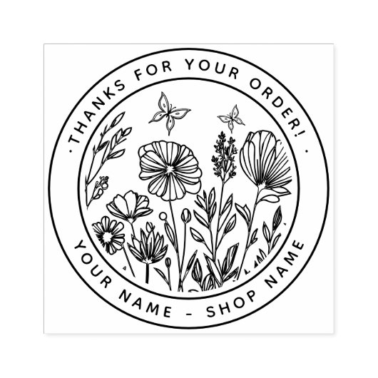 Bloemrijk Dank u Small Business Rubberstempel (Afrduk)
