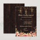 Bloemrijk Hout Oude Lantaarns Trouwen RSVP (Voorkant / Achterkant)