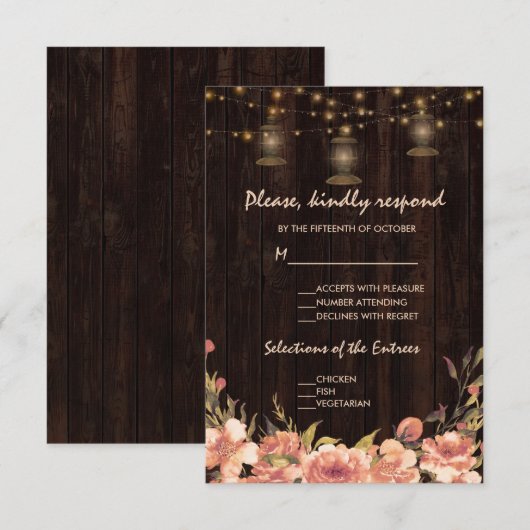  Bloemrijk Hout Oude Lantaarns Trouwen RSVP (Voorkant / Achterkant)