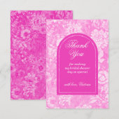 Bloemrijk Magenta Roze Bruidsdouche Bedankkaart (Voorkant / Achterkant)