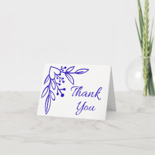 Bloemrijk Marineblauw Kobalt Dank Je Wel Hart Trou Bedankkaart