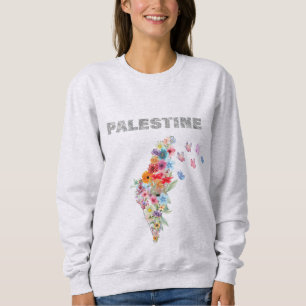 Bloemrijk ontwerp van Palestina kaart Pro Palest Trui