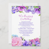 Bloemrijk paars paisley We downsizen onze bruiloft Feestdagenkaart (Voorkant)