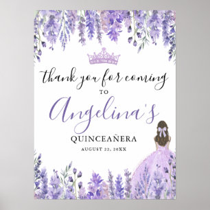 Bloemrijk Paars Quinceanera Dankjewel Bord Poster