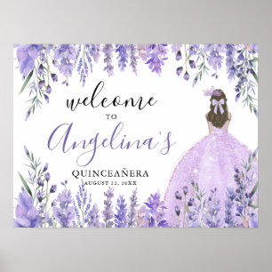 Bloemrijk Paars Quinceanera Welkom Bord Poster