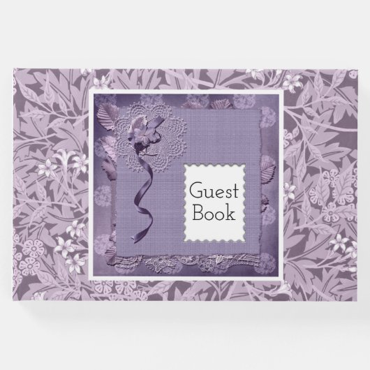 Bloemrijk paars William Morris patroon landelijk Gastenboek (Voorkant)