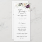 Bloemrijk Paars Wit Groenelementen Goud Trouwprogr Programmakaart (Voorkant / Achterkant)