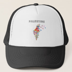 Bloemrijk Palestina kaartontwerp Pro Palestina Trucker Pet