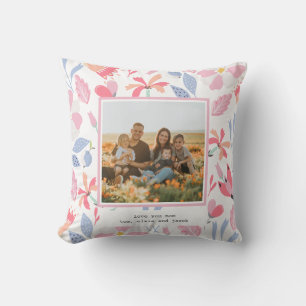 Bloemrijk roze blauw op maat gemaakte foto Cadeau  Kussen