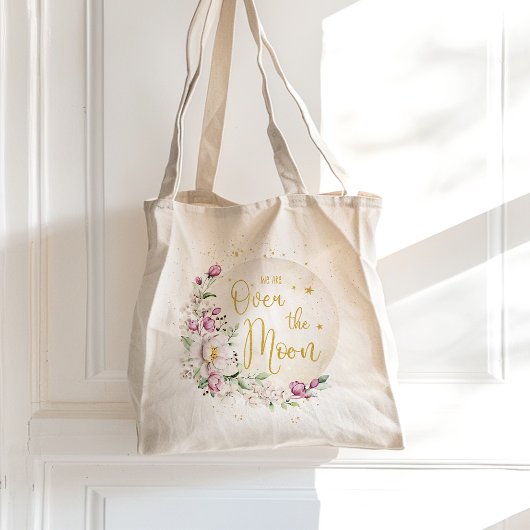 Bloemrijk Roze Over de Maan Tote Bag