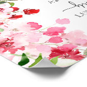 Bloemrijk roze rood bruilofts-lunch poster (Hoek)