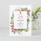 Bloemrijk Rustiek Rood en groen baby shower Kaart (Staand voorkant)