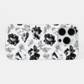 Bloemrijk, zwart en wit iPhone hoesje (Achterkant horizontaal)