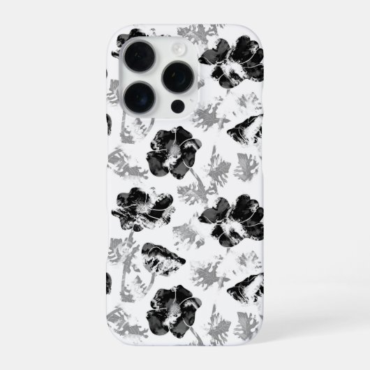 Bloemrijk, zwart en wit iPhone hoesje (Achterkant)