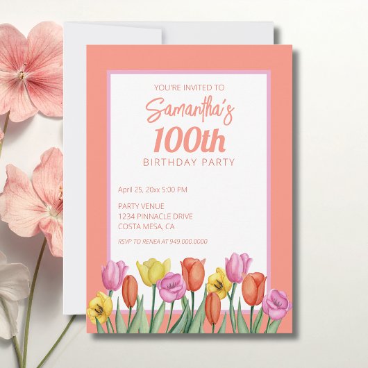 Bloemrijke 100ste verpartij kaart
