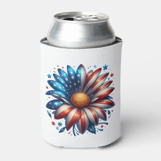 Bloemrijke 4 juli blikjeskoeler (Blikje Voorkant)