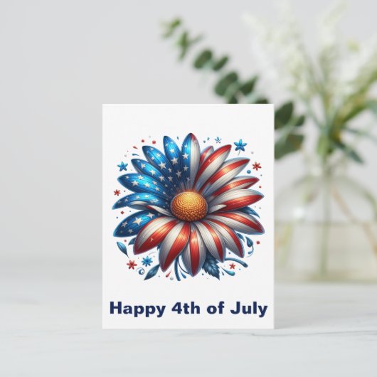 Bloemrijke 4 juli briefkaart (Staand voorkant)