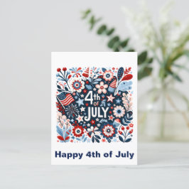Bloemrijke 4 juli briefkaart