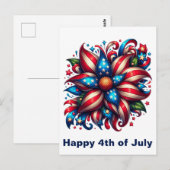 Bloemrijke 4 juli briefkaart (Voorkant / Achterkant)