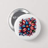 Bloemrijke 4 juli ronde button 5,7 cm (Voorkant /achterkant)