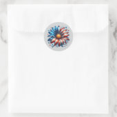 Bloemrijke 4 juli ronde sticker (Tas)
