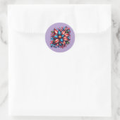 Bloemrijke 4 juli ronde sticker (Tas)