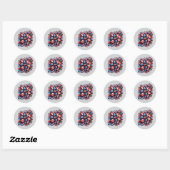 Bloemrijke 4 juli ronde sticker (Vel)