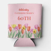 Bloemrijke 60e verjaardag blikjeskoeler (Voorkant)