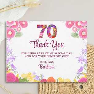 Bloemrijke 70e verjaardag bedankkaart 70 bloem chi briefkaart