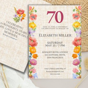 Bloemrijke 70ste verjaardag - Elegant tuinfeest Kaart